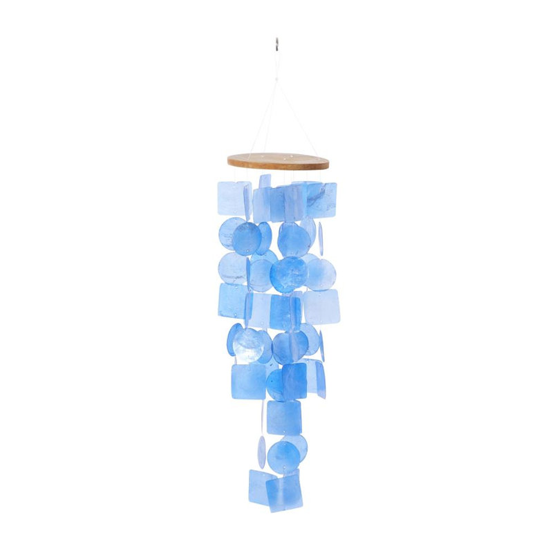 Capiz Shell Waterfall Multi Colored Indoor Outdoor Windchime, Blue