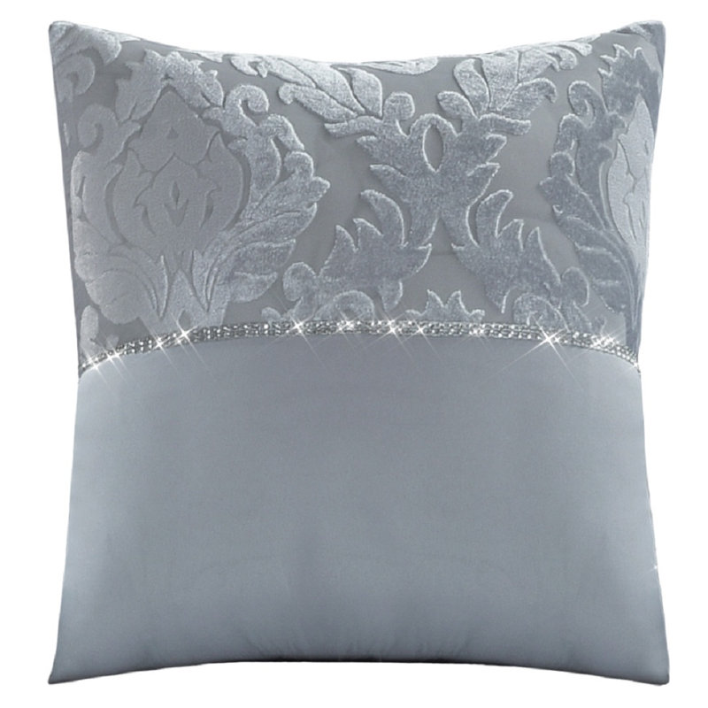 Adonica Damask Square Throw Cushion Cover, Grey
