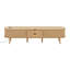 Ensemble de meuble télé et table basse en bois avec station de charge, console média cannelée ovale avec portes coulissantes