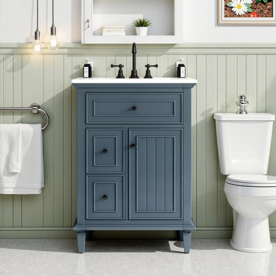 Meuble-lavabo autoportant élégant avec rangement intelligent et protection anti-débordement ORVICA - Transformez votre sanctuaire