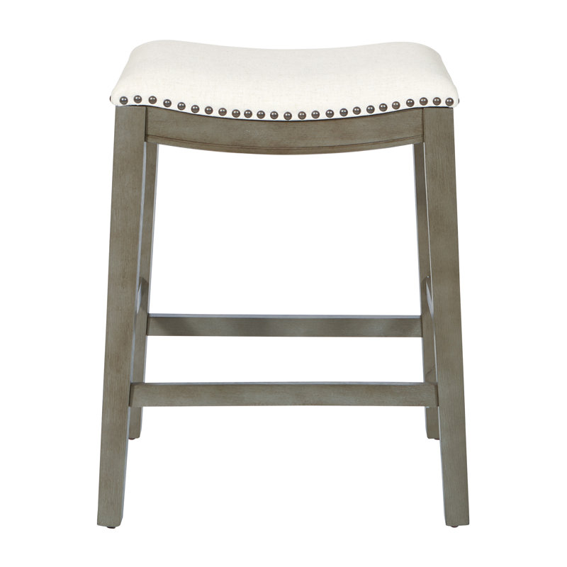 Tabouret de bar et de comptoir Clewiston, Tabouret de comptoir (assise de 24,75 po de hauteu, Lin blanc (blanc cassé)