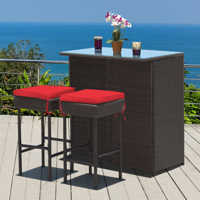 Ensemble de salle à manger à hauteur de bar rectangulaire de 40 po pour 2 personnes avec coussins Cahmari Garden