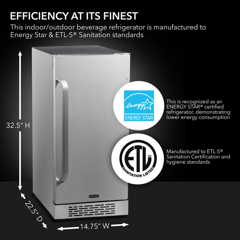 Whynter 3.0 cu.ft. Indoor Outdoor Beverage Refrigerator Stainless Steel