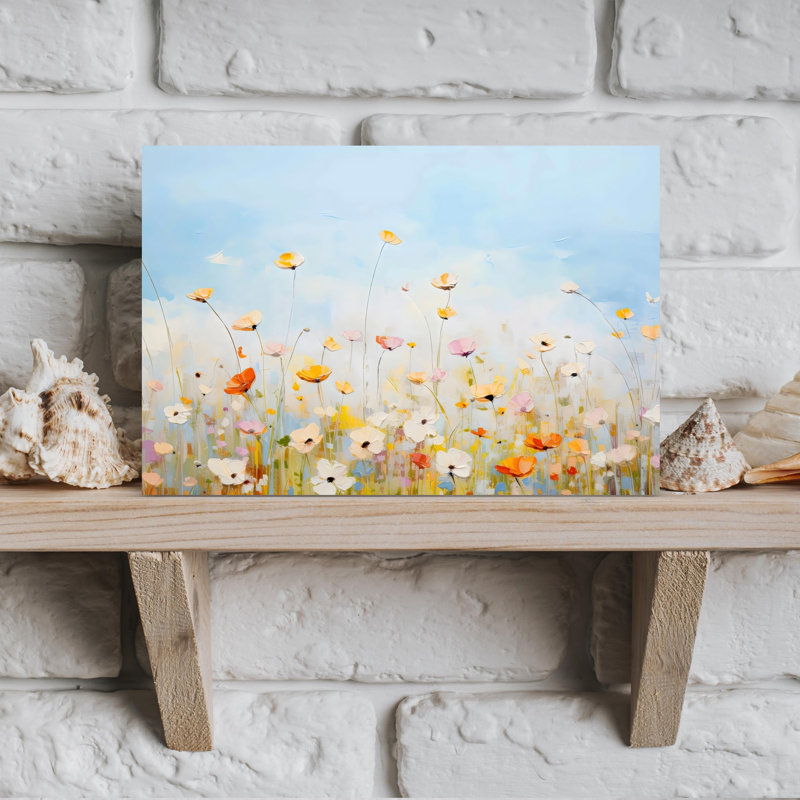 Fleurs sauvages délicates colorées, paysage contemporain élégant, art mural