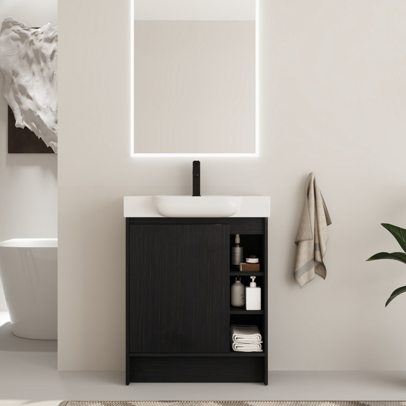 Ensemble de meuble-lavabo simple 28 po Denston, Noir châtaignier