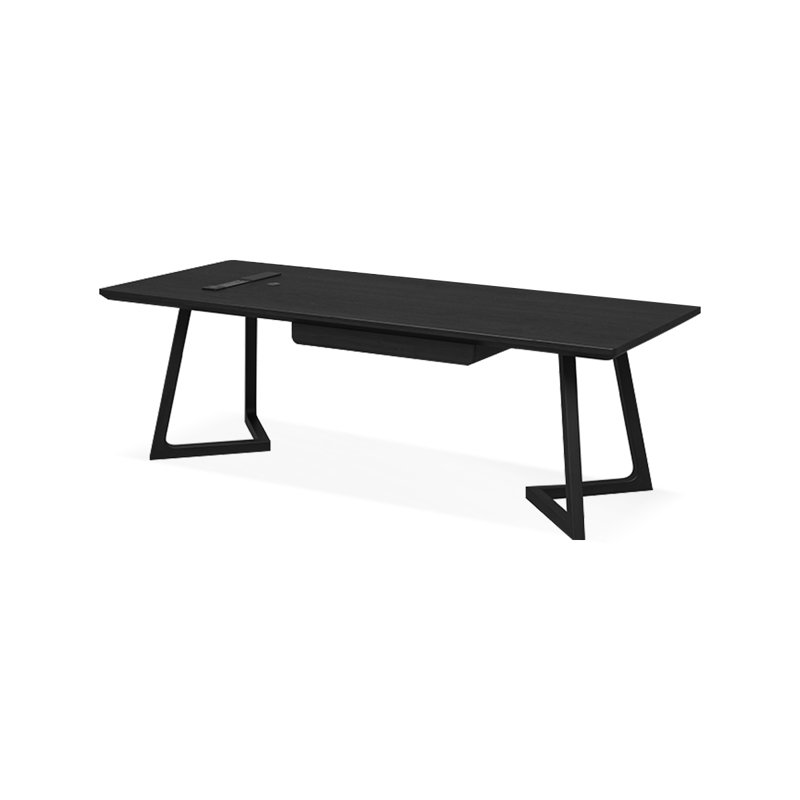 Black Rectangular Solid Wood Desks, 29.53" H x 78.74" W x 31.5" D