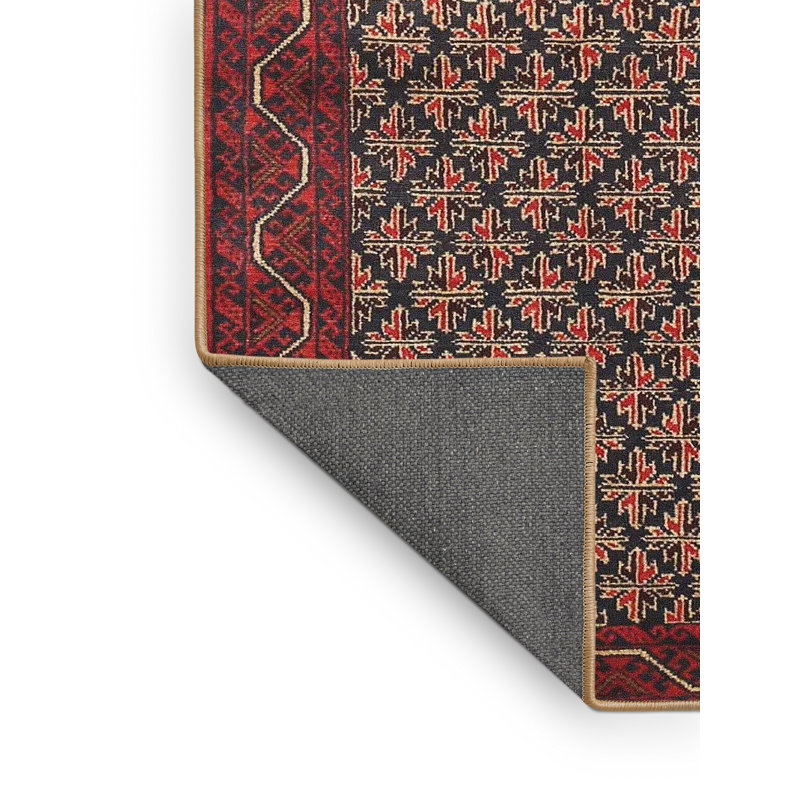 Tapis traditionnel rouge / brun Christenberry, Rectangle 5 pi x 7 pi