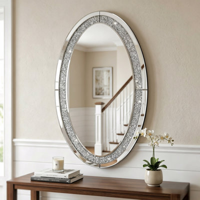 Amla 35" Decorative Wall Mirror with Crushed Diamond Inlay