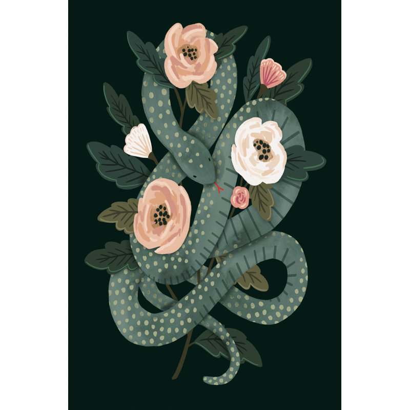 Skull And Snake I by Victoria Barnes - Wrapped Canvas Painting, 122cm H x 81cm W
