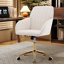 Fauteuil ergonomique Ty Velvet Beige - Pivotant, réglable, rembourrage confortable, bureau doré stable avec housse Bureau ergonomique, base solide-836896778