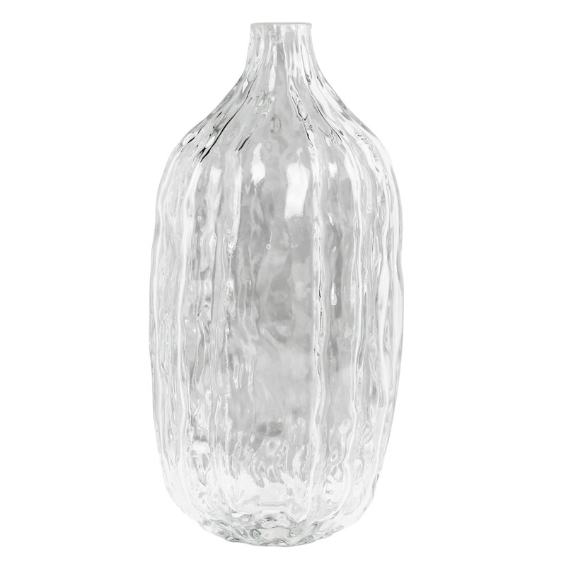 Ridged Glass Bottle - Lrg, overall height- 10''
