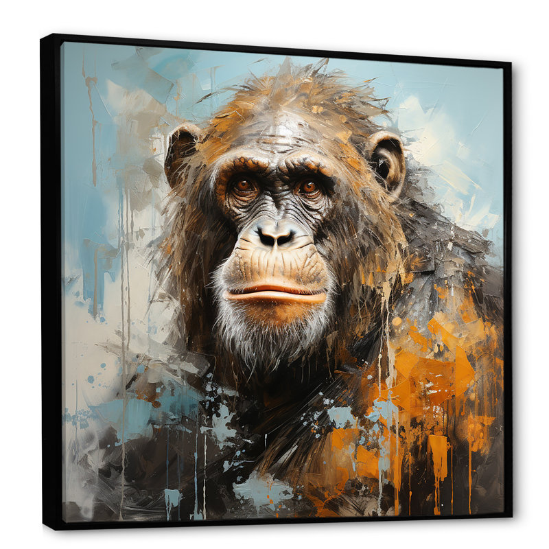 Orang-outan orang-outan, Cadre flottant noir, H 36 po x l 36 po x P 1,5 po