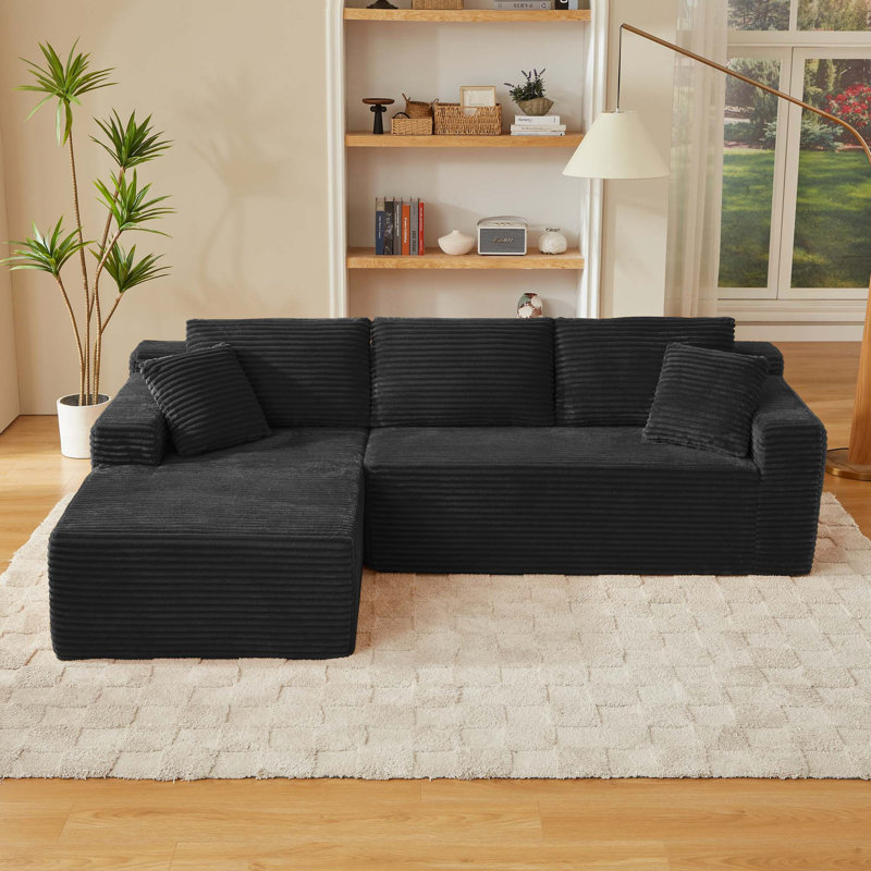 Cloud Sectional Sofa with Deep Seat and Modular Design, Black