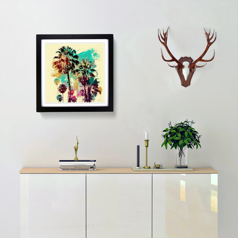 Palm Tree Boho - Framed Print, Black