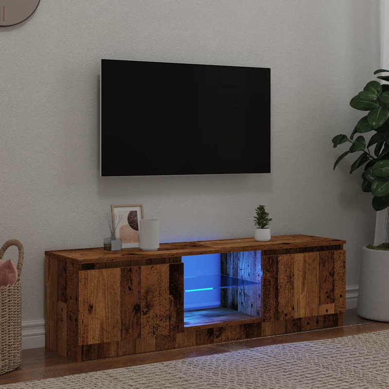 Labonte  TV Cabinet with LED Lights 120x30x35,5 cm, Old Wood, 36cm H x 120cm L x 30cm W