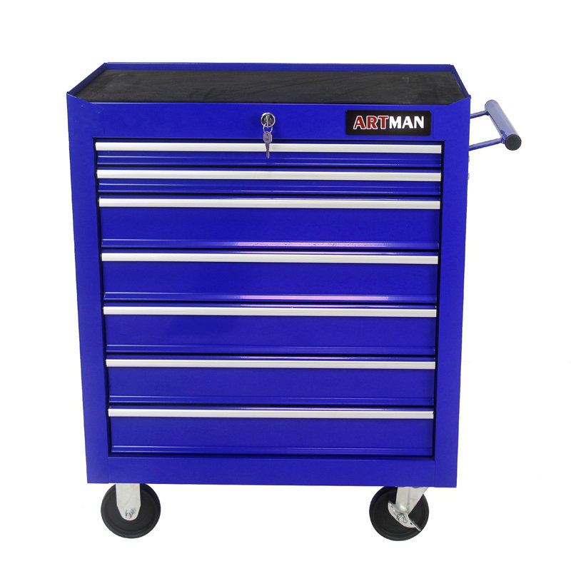 Chariot à outils 7 roulettes 7 tiroirs, Bleu