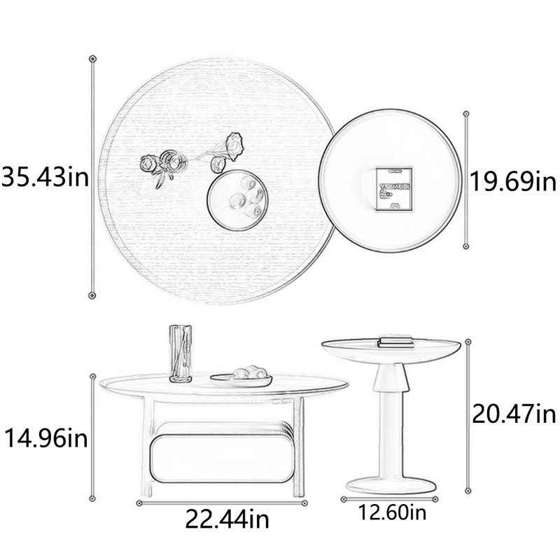 Table à thé ronde avancée au design créatif simple
