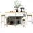 48Inch Large Kitchen Island With 2 Bar Stools, Power Outlet, Door Internal Storage Rack, Kitchen Storage Cart On 5 Wheels With Drop Leaf, 5 Open Side Racks, 2 Drawers (Three Packages)