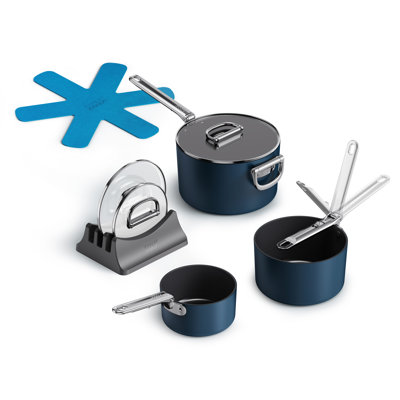 Joseph Joseph Space Ceramic Non-Stick 7-piece Saucepan Set with Folding Handles