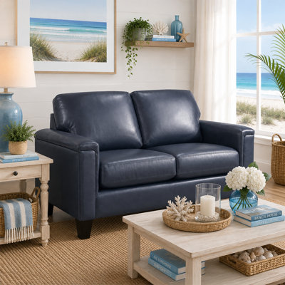 Deboer 63" Genuine Leather Square Arm Loveseat