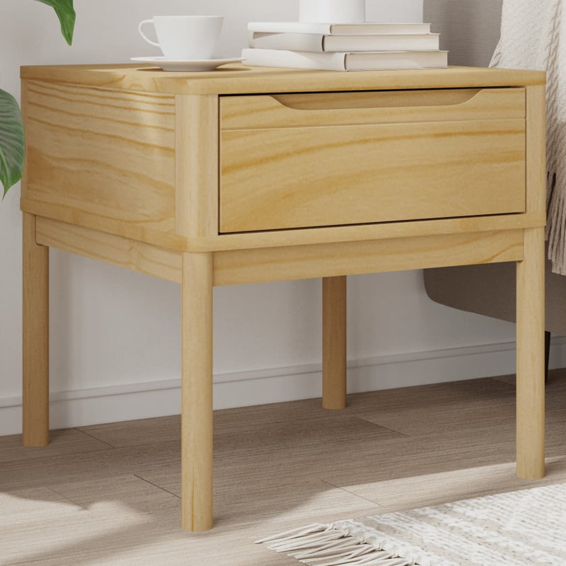 Pantha Solid Wood End Table, Wax Brown