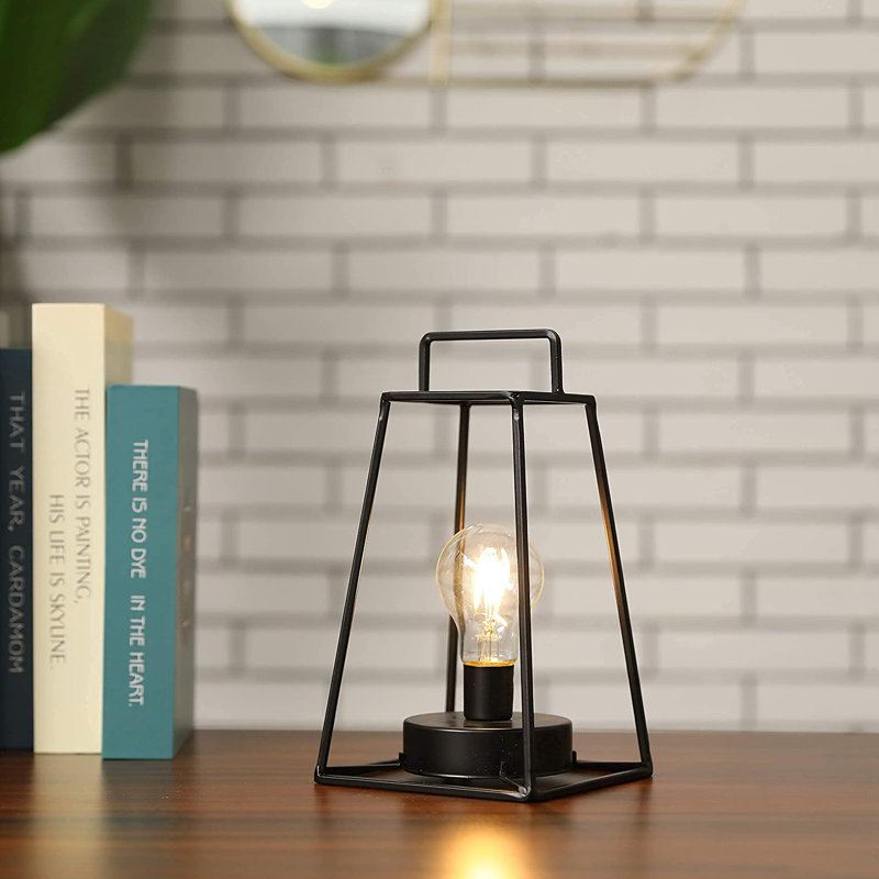 12" H Retro Style Geometric Table Lamp with 6-Hours Timer