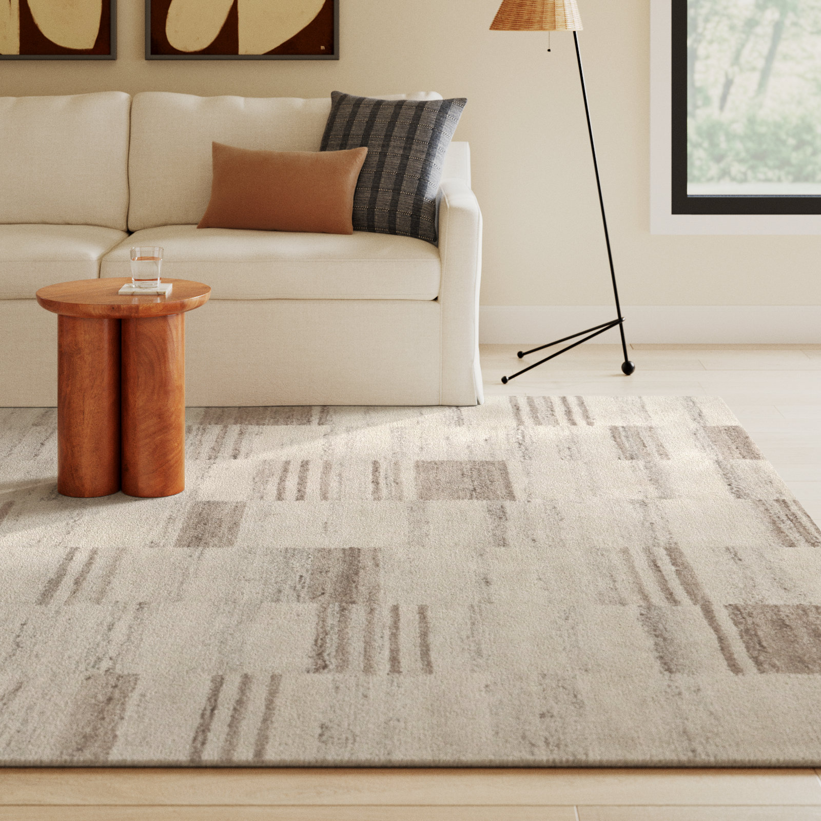 Amber Lewis x Loloi Rocky Ivory / Dove Area Rug, Rectangle 5' x 7'6"