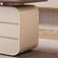 Bureau rectangulaire blanc en bois massif et manufacturé avec 3 tiroirs-109580543