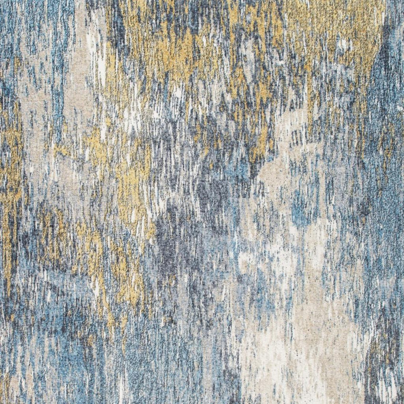 Tapis de couloir moderne bleu et abstrait, Rectangle 5 pi x 8 pi
