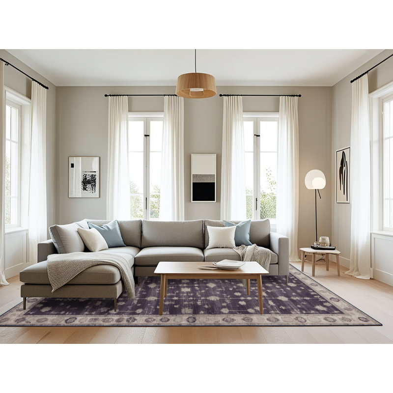 Tapis mauve lavable à la machine, Rectangle 6 pi x 9 pi