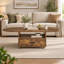 Table basse ovale pliante de 120 cm avec tiroir, tablette de rangement ouverte et roulettes verrouillables-135439041