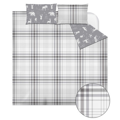  Ensemble d'édredon réversible gris en polyester / microfibre hypoallergénique gris