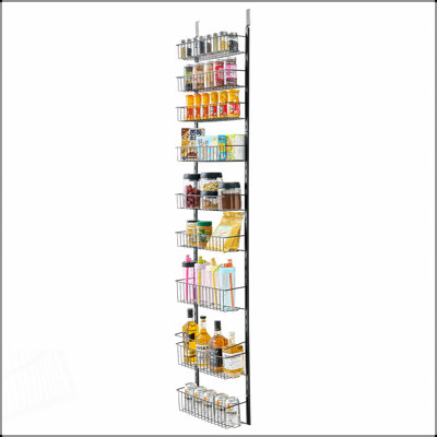 9-Tier Over the Door Pantry Organizer with Adjustable Hanging Storage Rack for Efficient Kitchen Organization