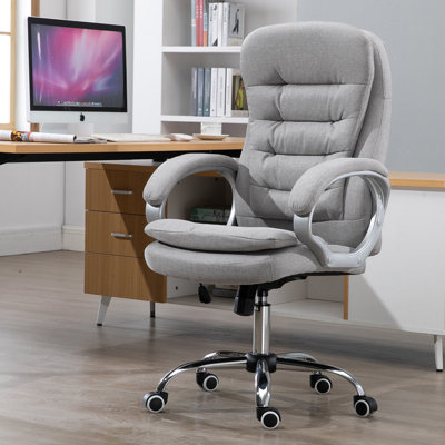 Ebern Designs Shamavi Linen Executive Chair with Headrest