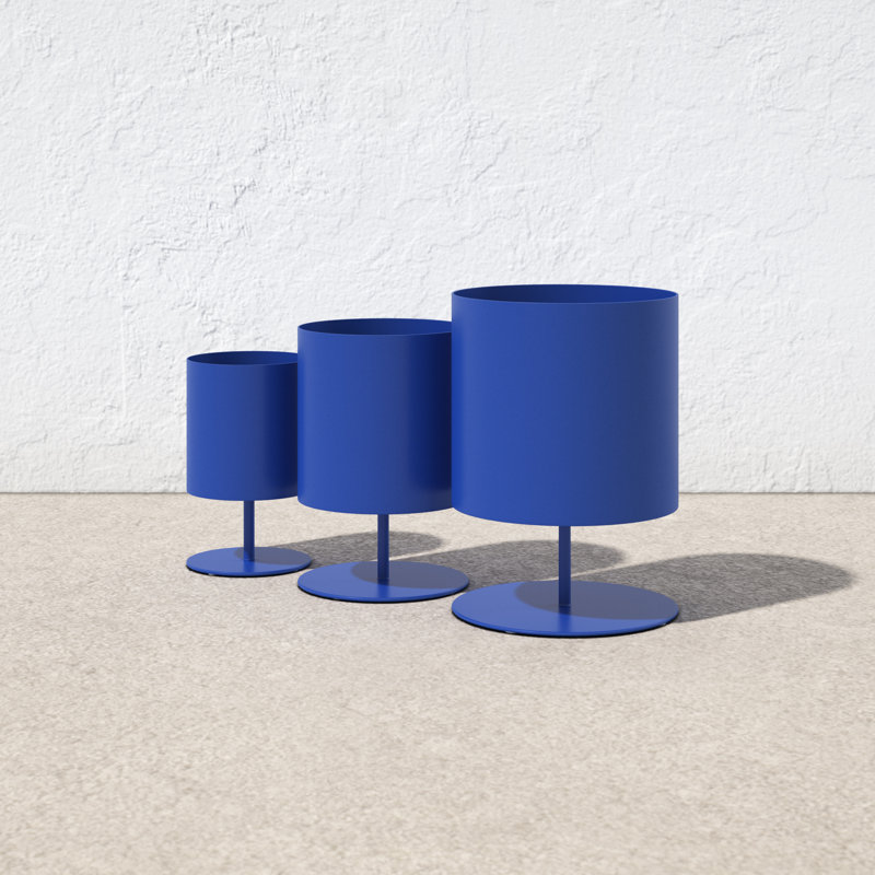Gabriele Metal Pot Planter - Set of 3, Blue