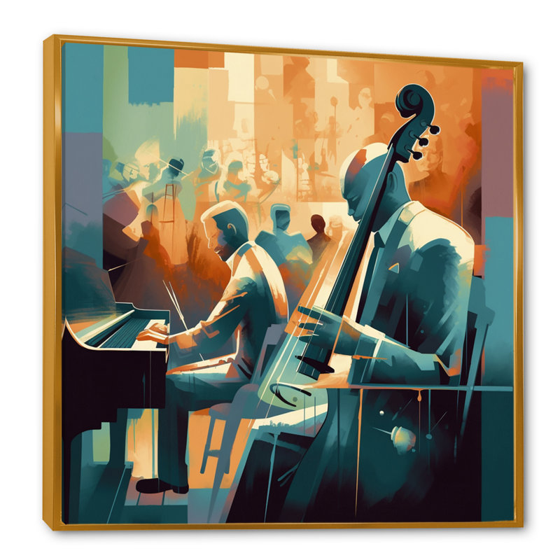 «Musical Performance At Club II», reproduction d'art sur toile, H 24 po x l 24 po x P 1 po, Cadre flottant doré