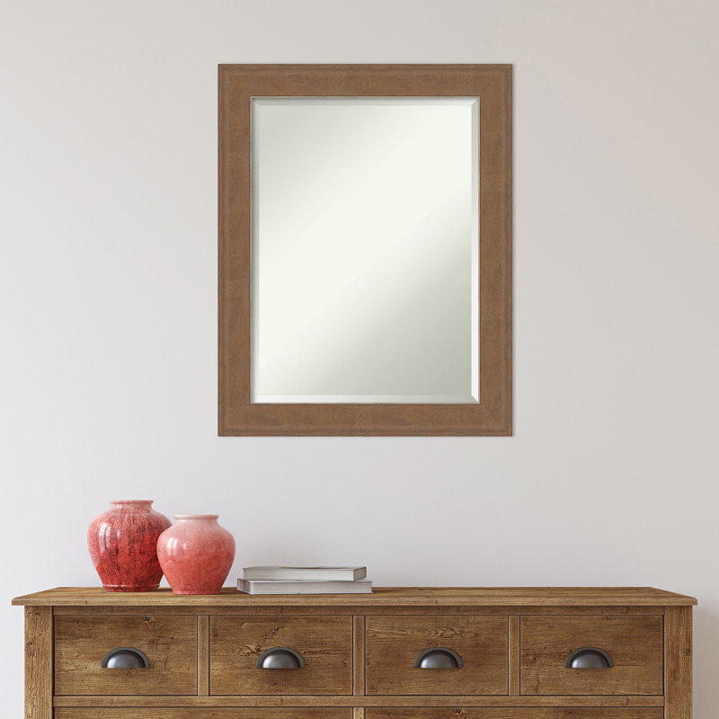Ariele Flat Wall Mirror, Distressed Brown, 28.62" x 22.62"