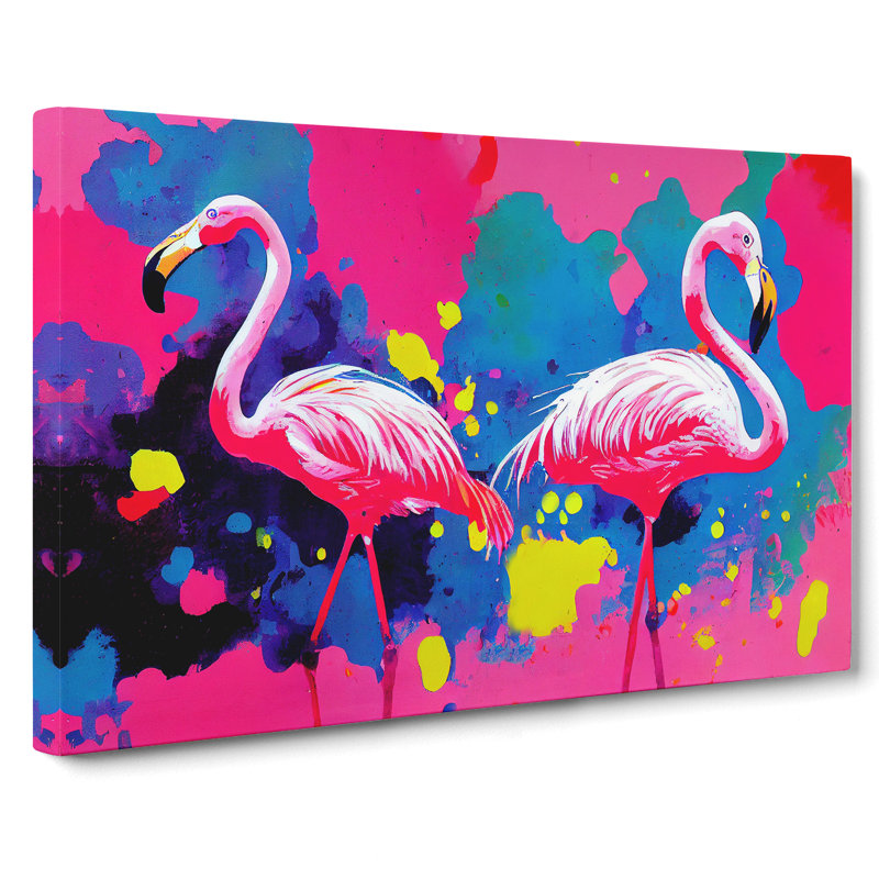 Flamingo Splash Vol.1 Abstract - Wrapped Canvas, 35cm H x 50cm W x 3cm D
