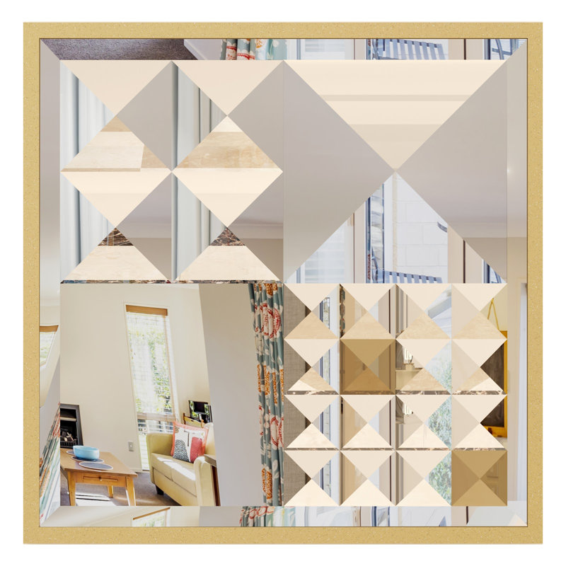 Engineered Wood Flat Wall Mirror, Gold