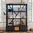 3-Shelf Metal Bookcase With Drawers For Home Office, Open Bookcase, Vintage Industrial Style Bookcase With Led-720579510
