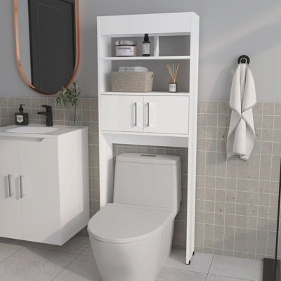 Armoire de rangement blanche à 2 portes avec tablettes ouvertes