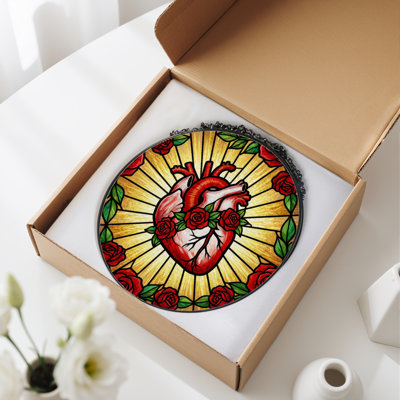 Panneau de vitrail 12 "H Heart Roses