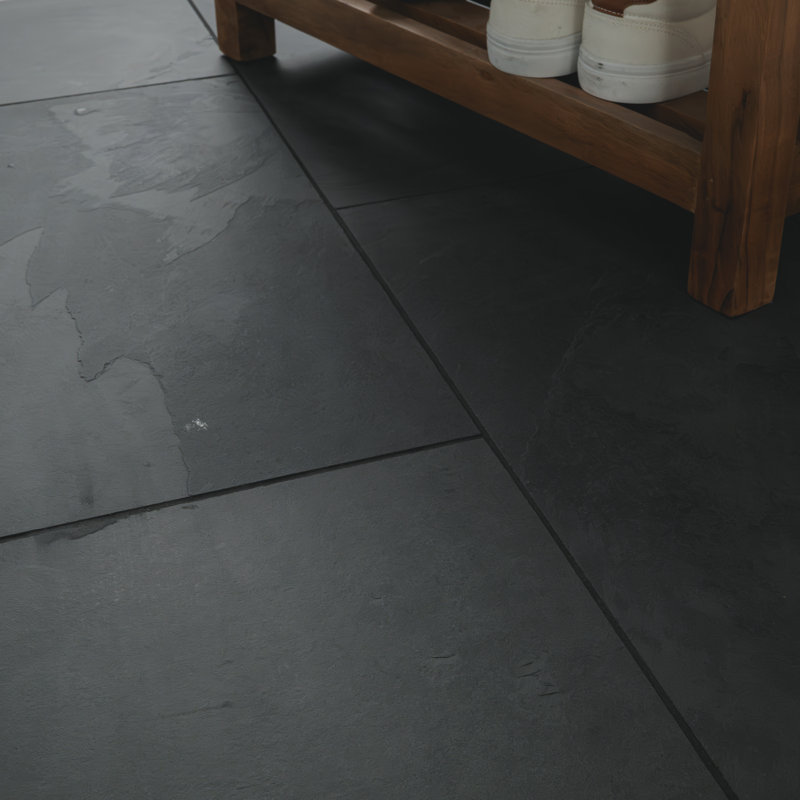 Camden 12 in. x 24 in. Gauged Slate Floor and Wall Tile, Charcoal