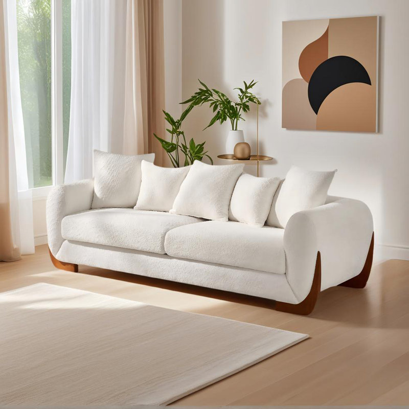 Canapé 3 places avec pieds en bois, Beige