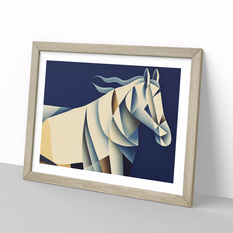 Soulful Horse Abstract - Framed Print, 46cm H x 64cm W x 2cm D, Oak