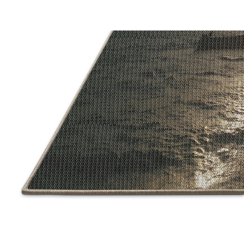 Tapis gris/zone noire à motifs, Rectangle 6 pi x 9 pi