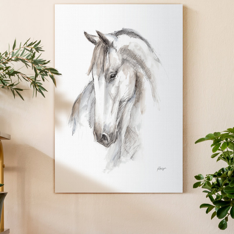 « Watercolor Equine Study II », reproduction d’art sur toile tendue, H 48 po x l 32 po x P 1,5 po