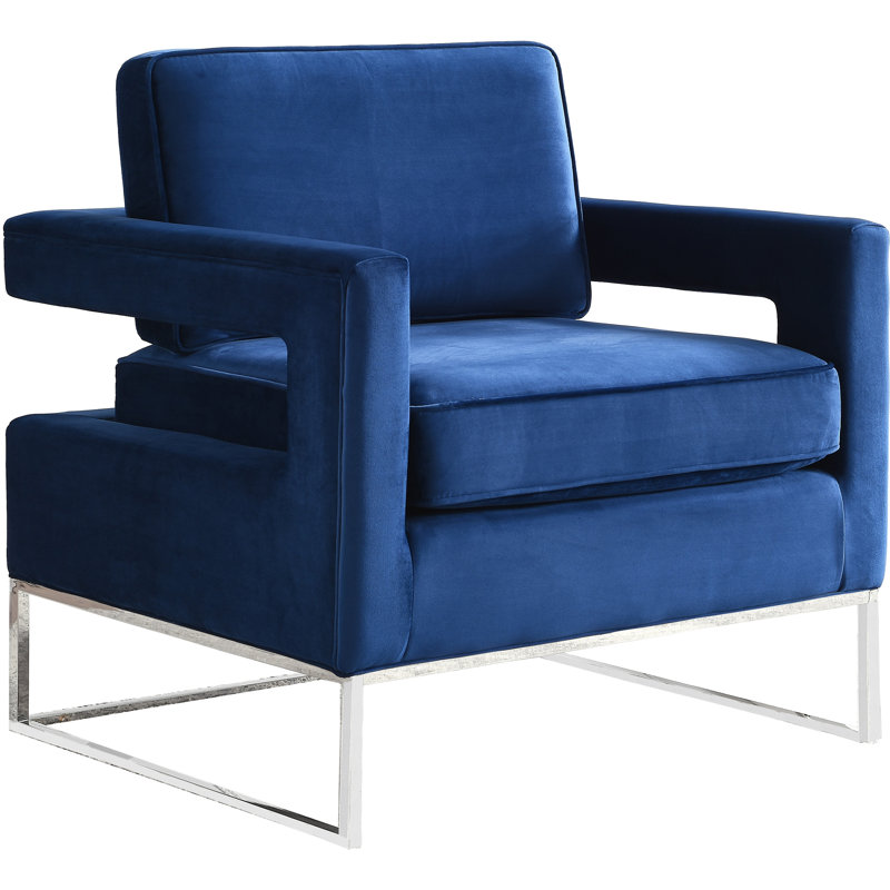 Binghamton Velvet Armchair, Navy Velvet, Silver