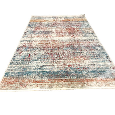 7x10 Red and Blue Turkish Antep Rug