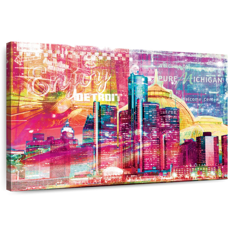 Nicci Detroit Cityscape Grunge, H 32 po x l 48 po